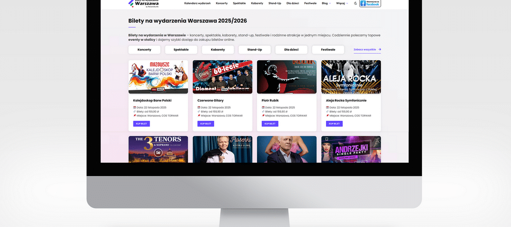 Wykonanie portalu internetowego wydarzenia.warszawa.pl